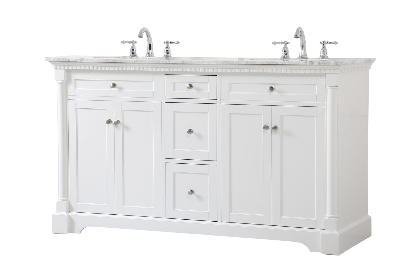 60 inch Double Bathroom Vanity in White