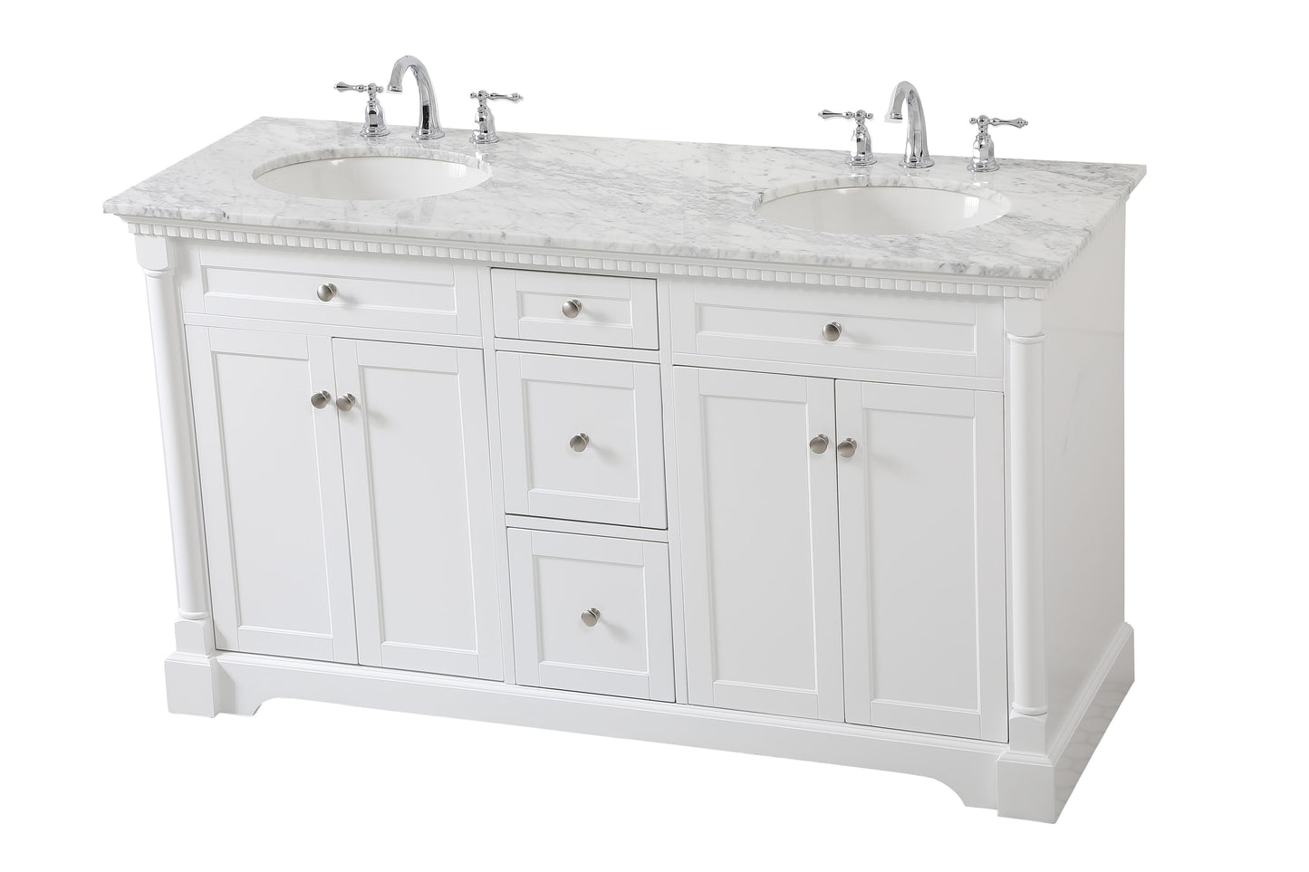 60 inch Double Bathroom Vanity in White