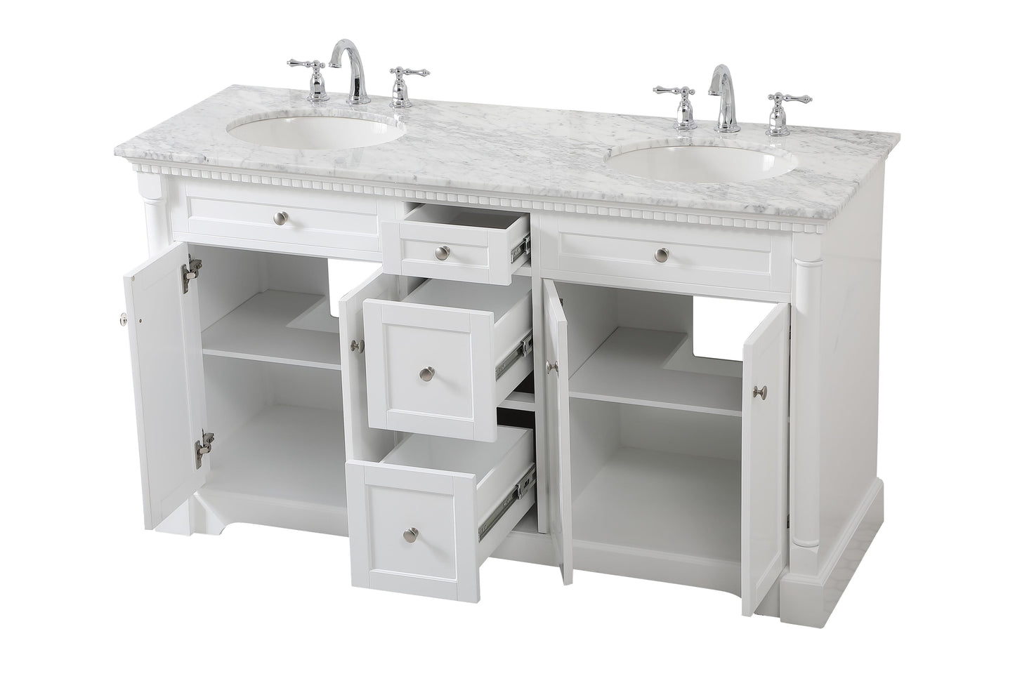 60 inch Double Bathroom Vanity in White