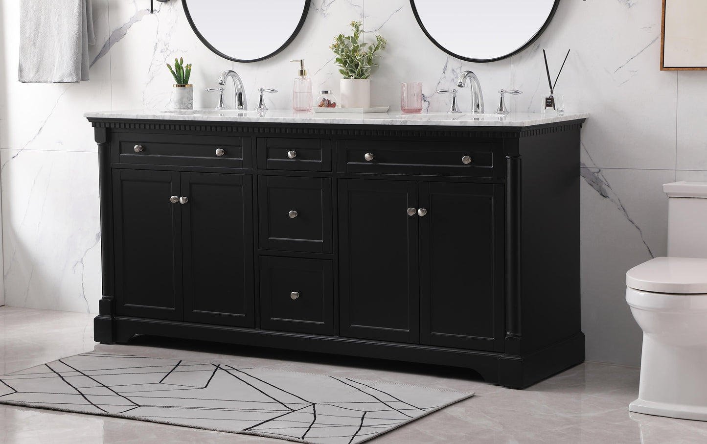 72 inch Double Bathroom Vanity Set in Black - BC440D7235BK