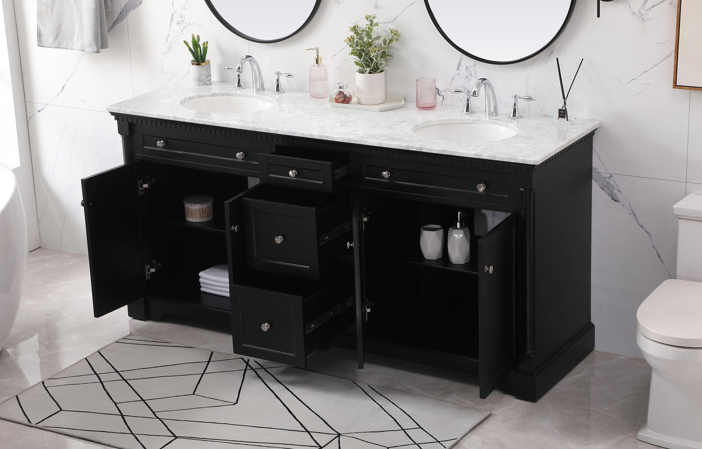 72 inch Double Bathroom Vanity Set in Black - BC440D7235BK