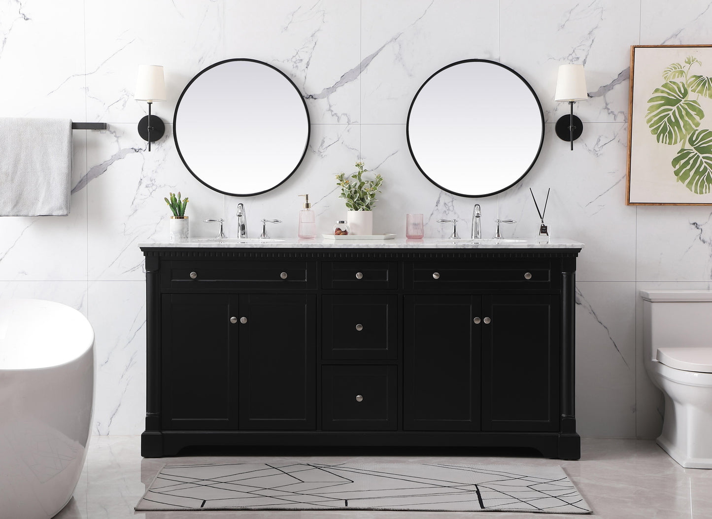 72 inch Double Bathroom Vanity Set in Black - BC440D7235BK