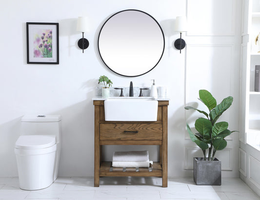 30 inch Single Bathroom Vanity in Driftwood with backsplash - BC4503034DW-BS