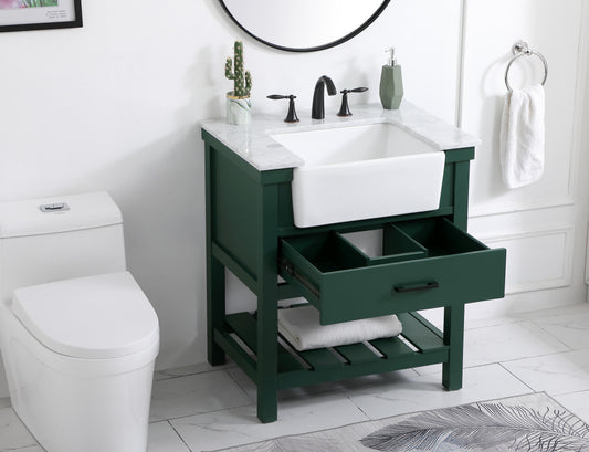 30 inch Single Bathroom Vanity in Green - BC4503034GN