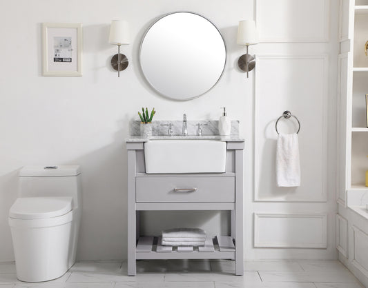 30 inch Single Bathroom Vanity in Grey with backsplash - BC4503034GR-BS