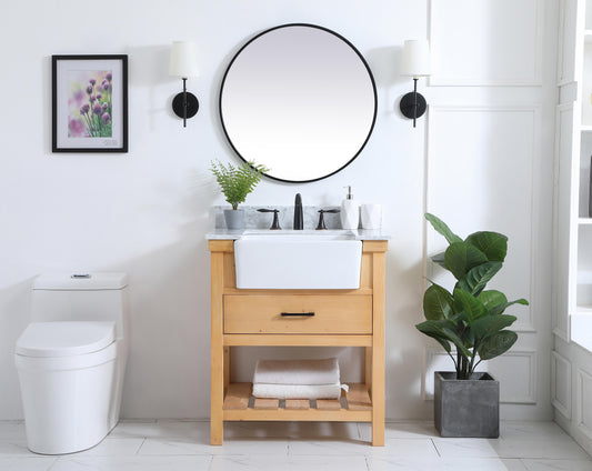 30 inch Single Bathroom Vanity in Natural Wood with backsplash - BC4503034NW-BS