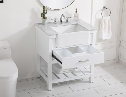 30 inch Single Bathroom Vanity in White - BC4503034WH