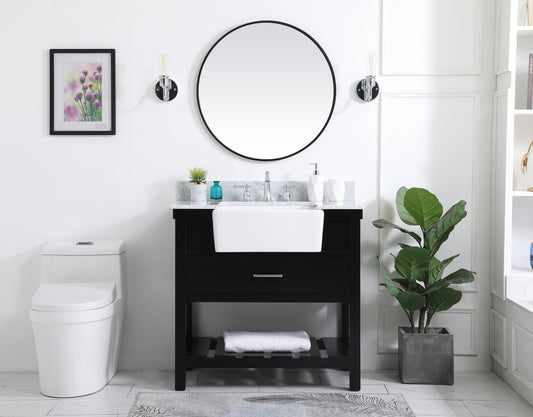 36 inch Single Bathroom Vanity in Black with backsplash - BC4503634BK-BS