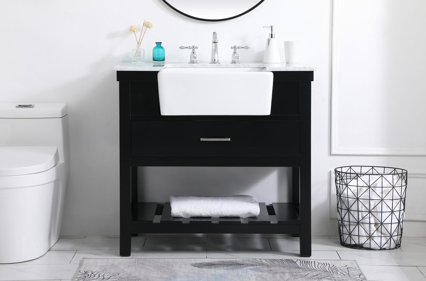 36 inch Single Bathroom Vanity in Black