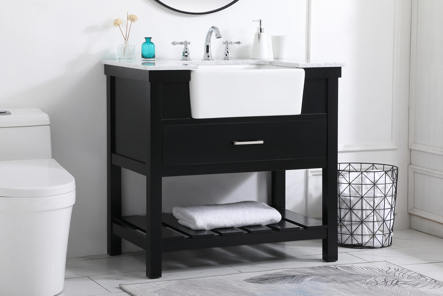 36 inch Single Bathroom Vanity in Black