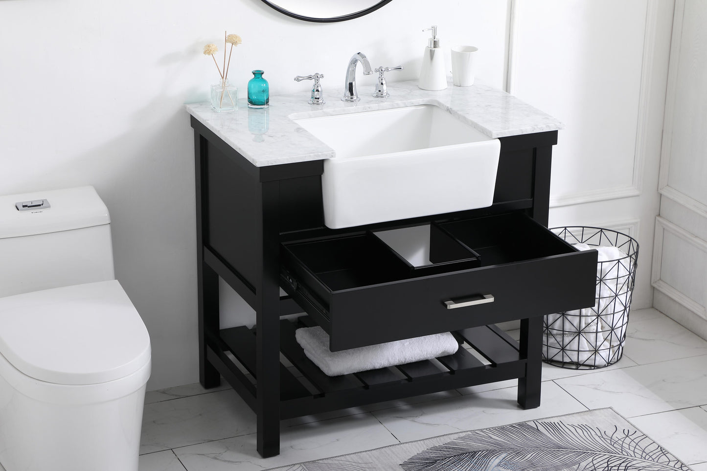 36 inch Single Bathroom Vanity in Black