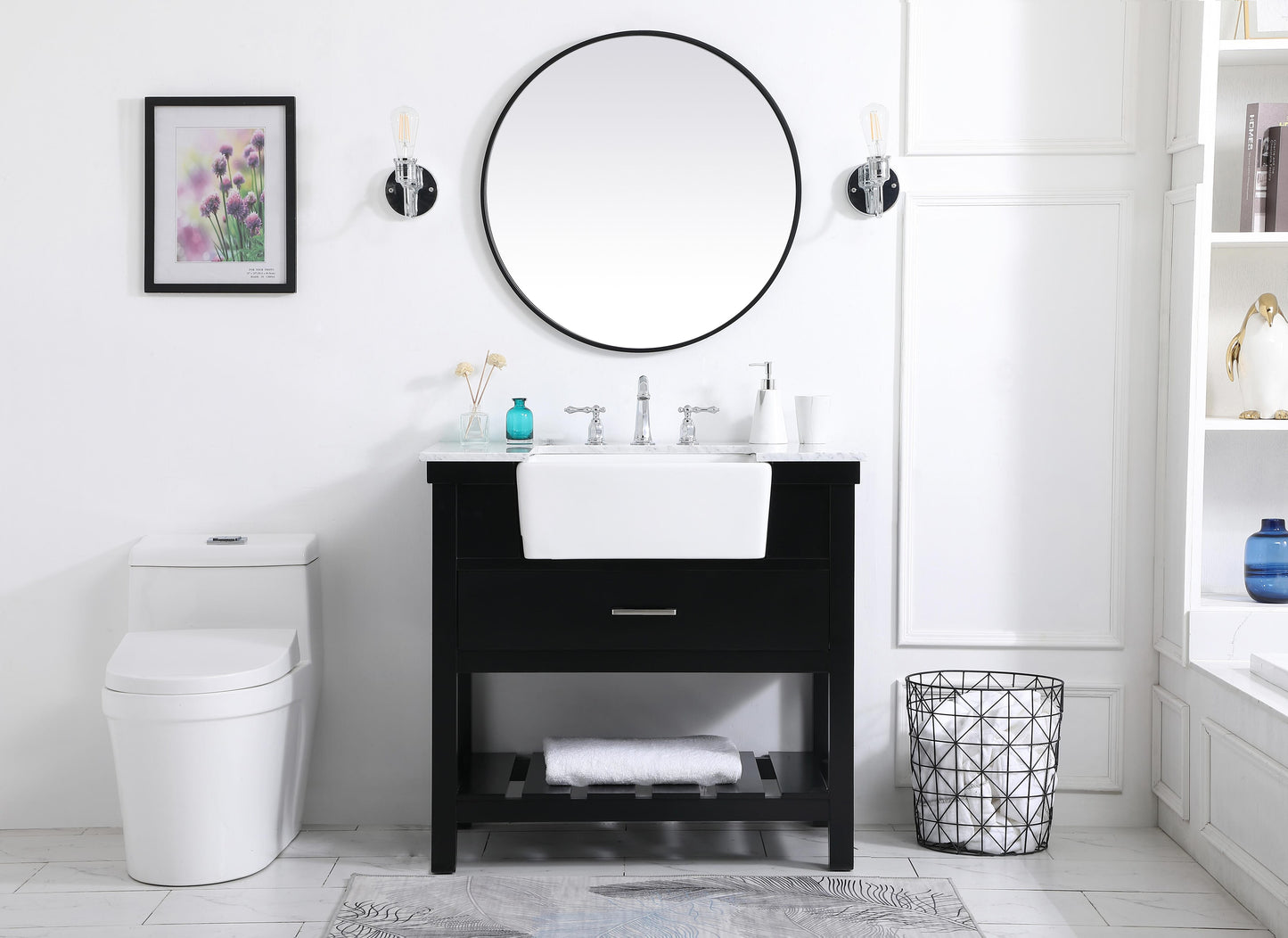 36 inch Single Bathroom Vanity in Black