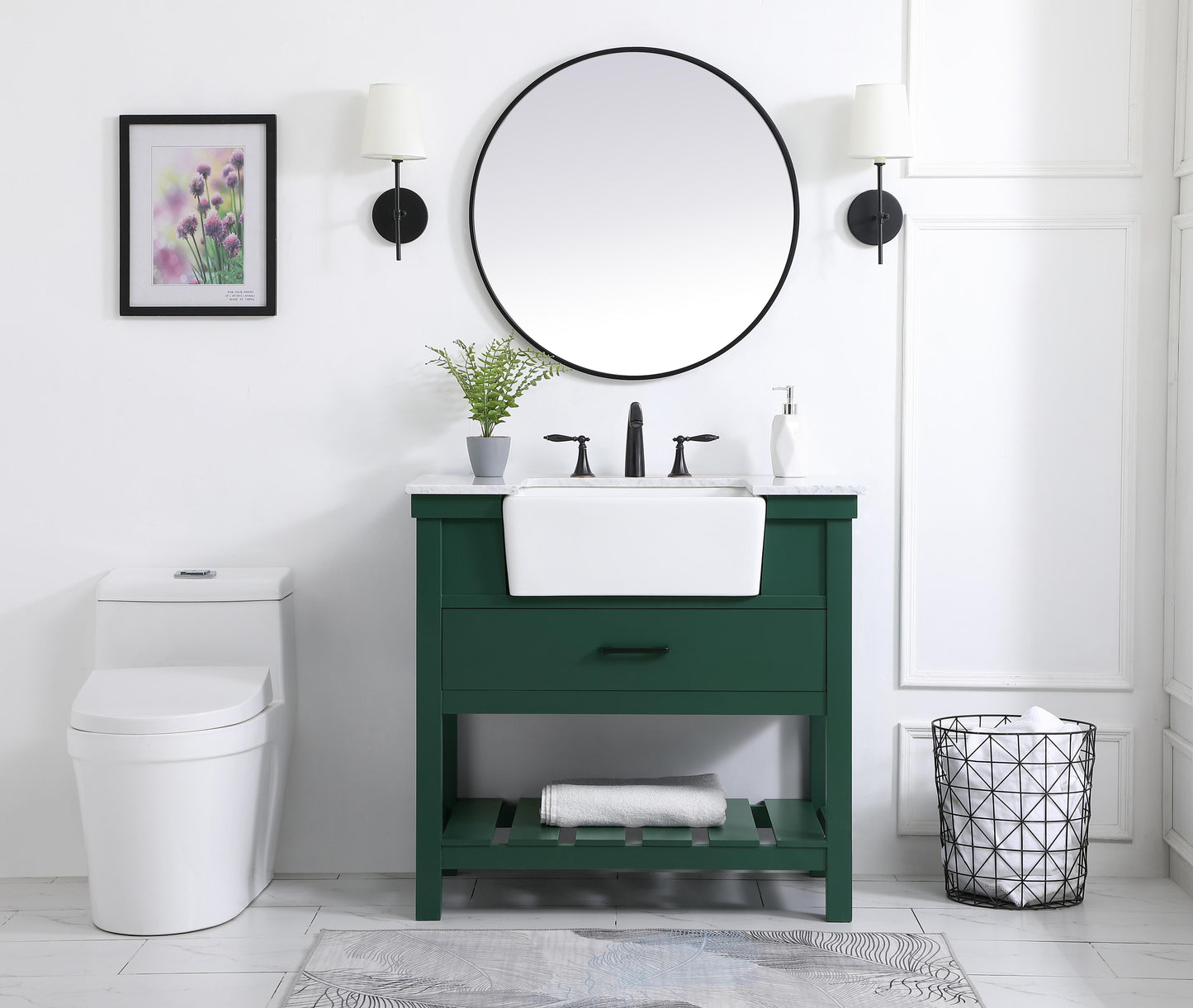 36 inch Single Bathroom Vanity in Green - BC4503634GN