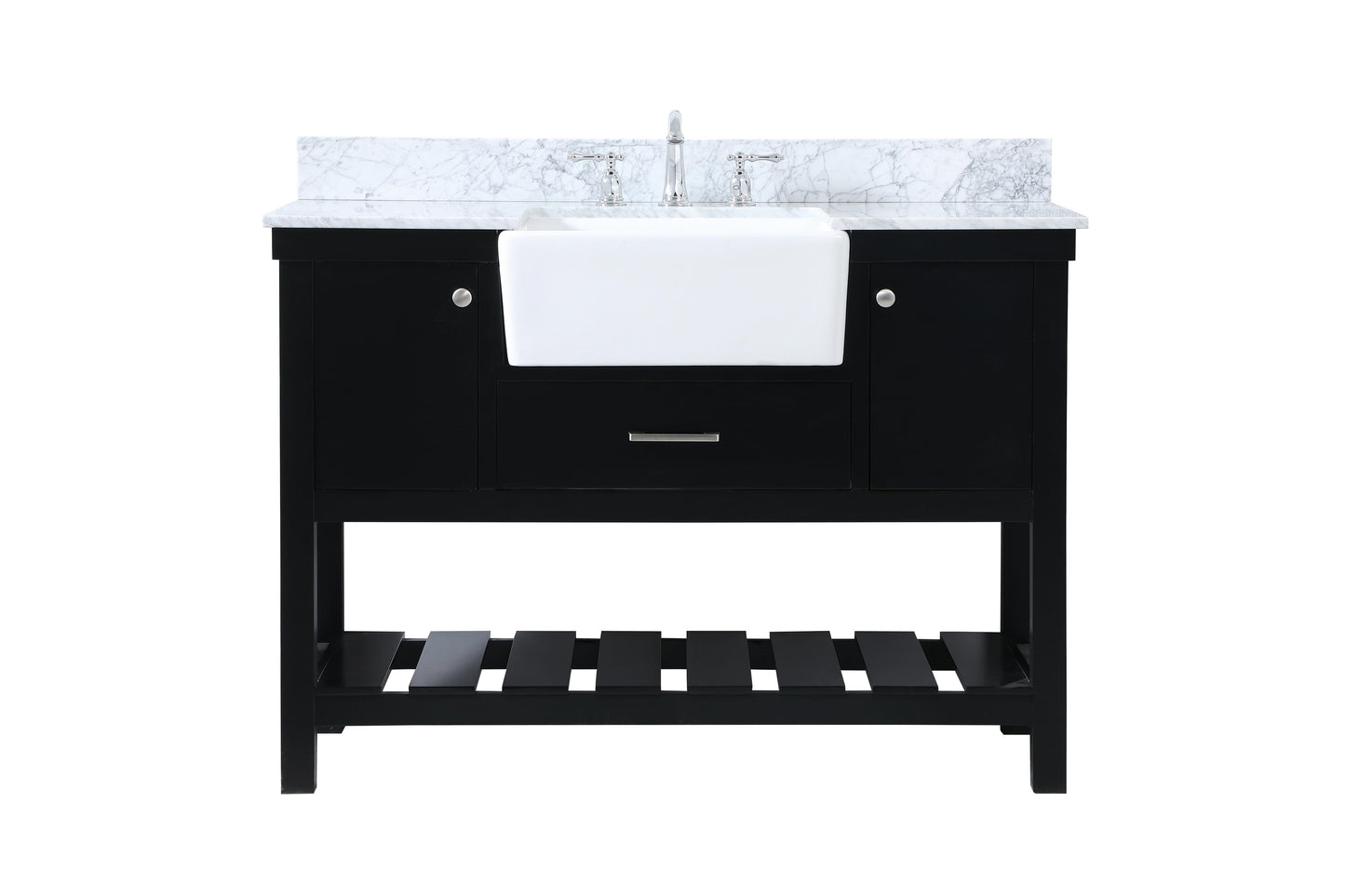 48 inch Single Bathroom Vanity in Black with backsplash