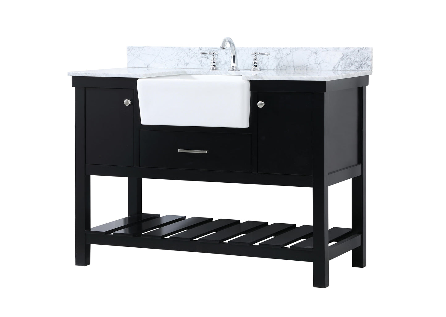 48 inch Single Bathroom Vanity in Black with backsplash