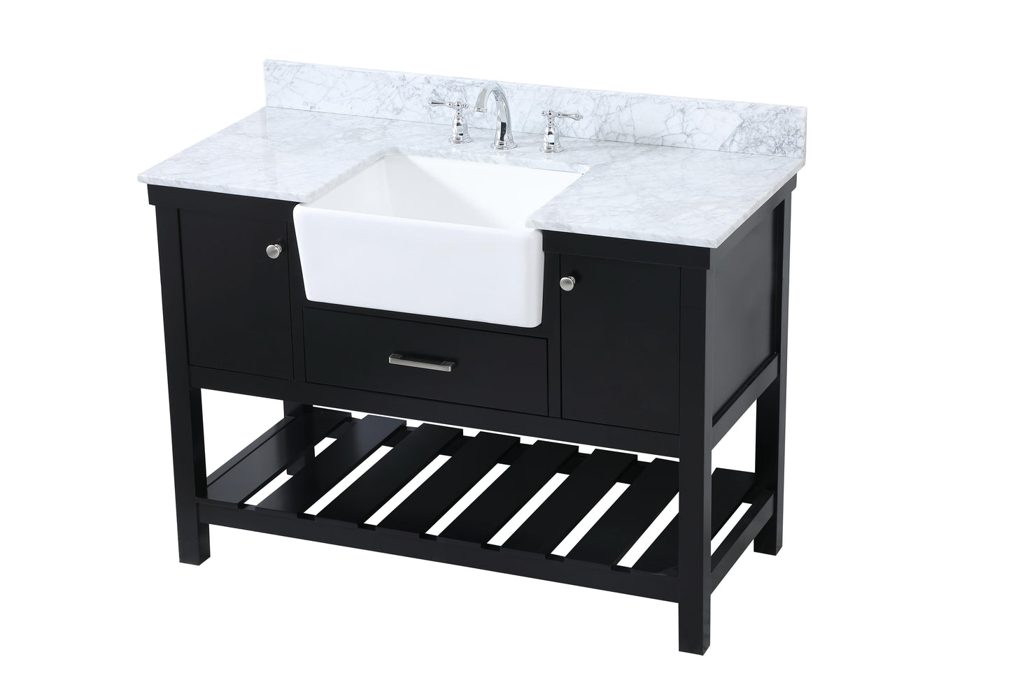 48 inch Single Bathroom Vanity in Black with backsplash