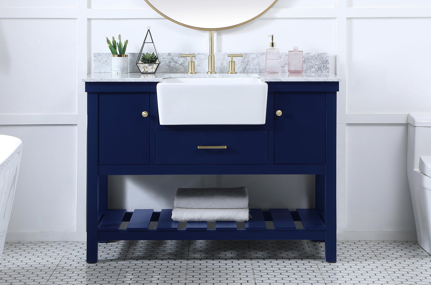 48 inch Single Bathroom Vanity in Blue with backsplash - BC4504834BL-BS