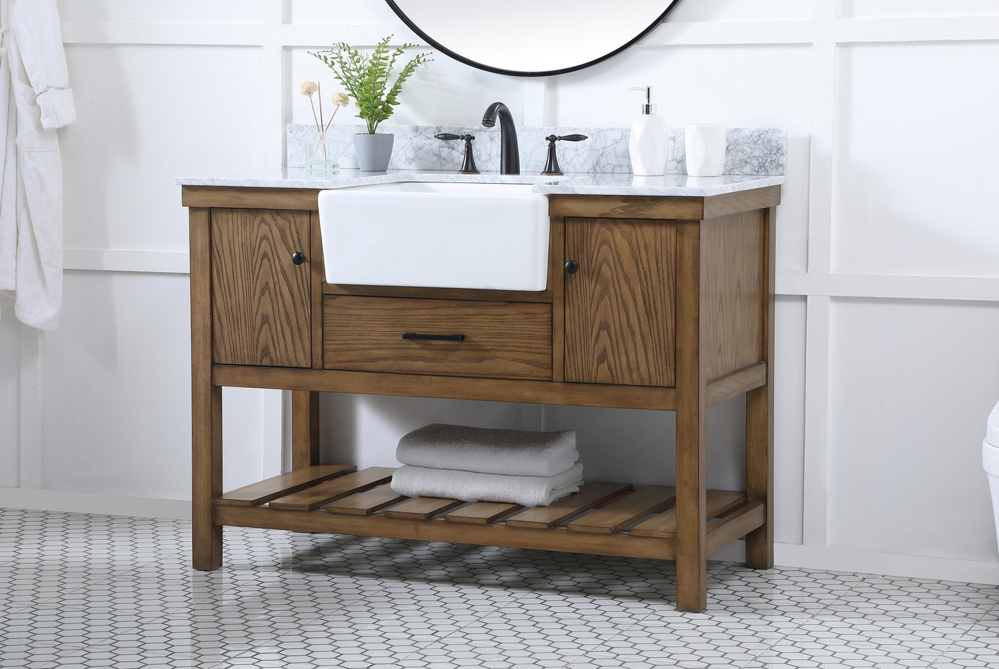 48 inch Single Bathroom Vanity in Driftwood with backsplash - BC4504834DW-BS