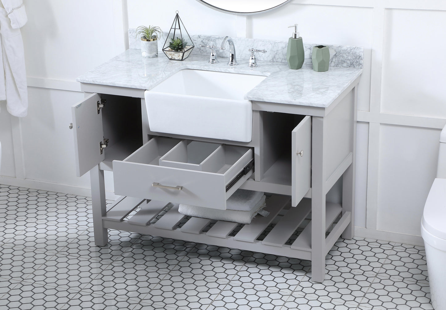 48 inch Single Bathroom Vanity in Grey with backsplash - BC4504834GR-BS