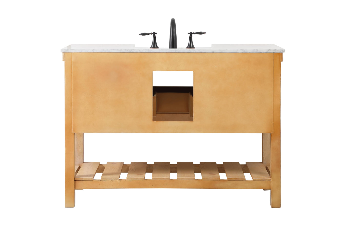 48 inch Single Bathroom Vanity in Natural Wood with backsplash