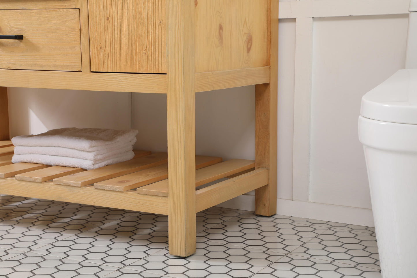 48 inch Single Bathroom Vanity in Natural Wood with backsplash