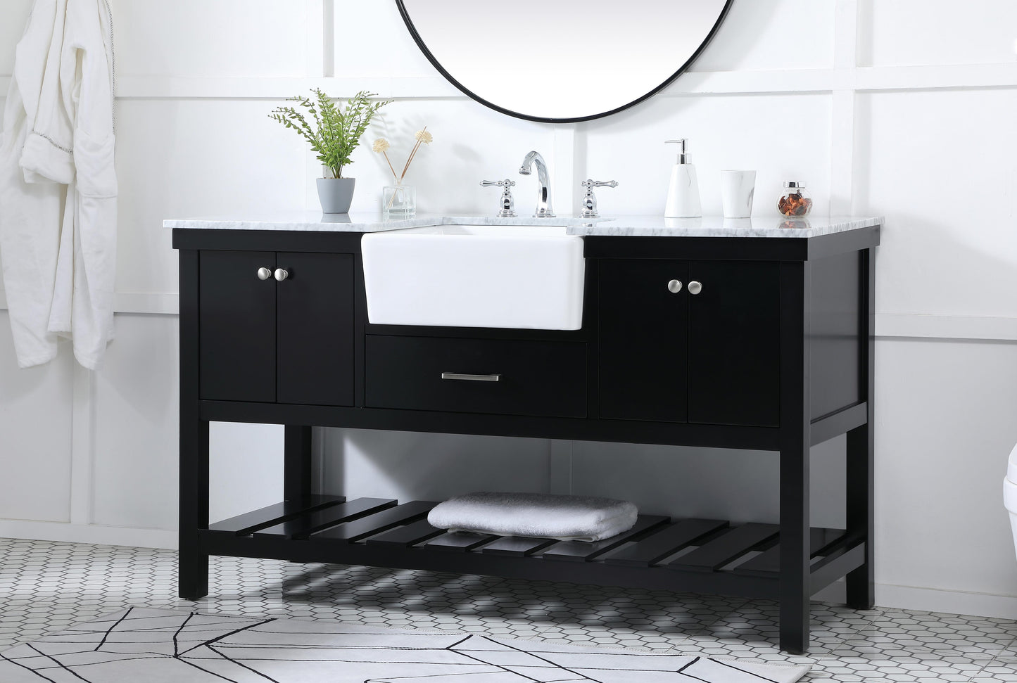 60 inch Single Bathroom Vanity in Black