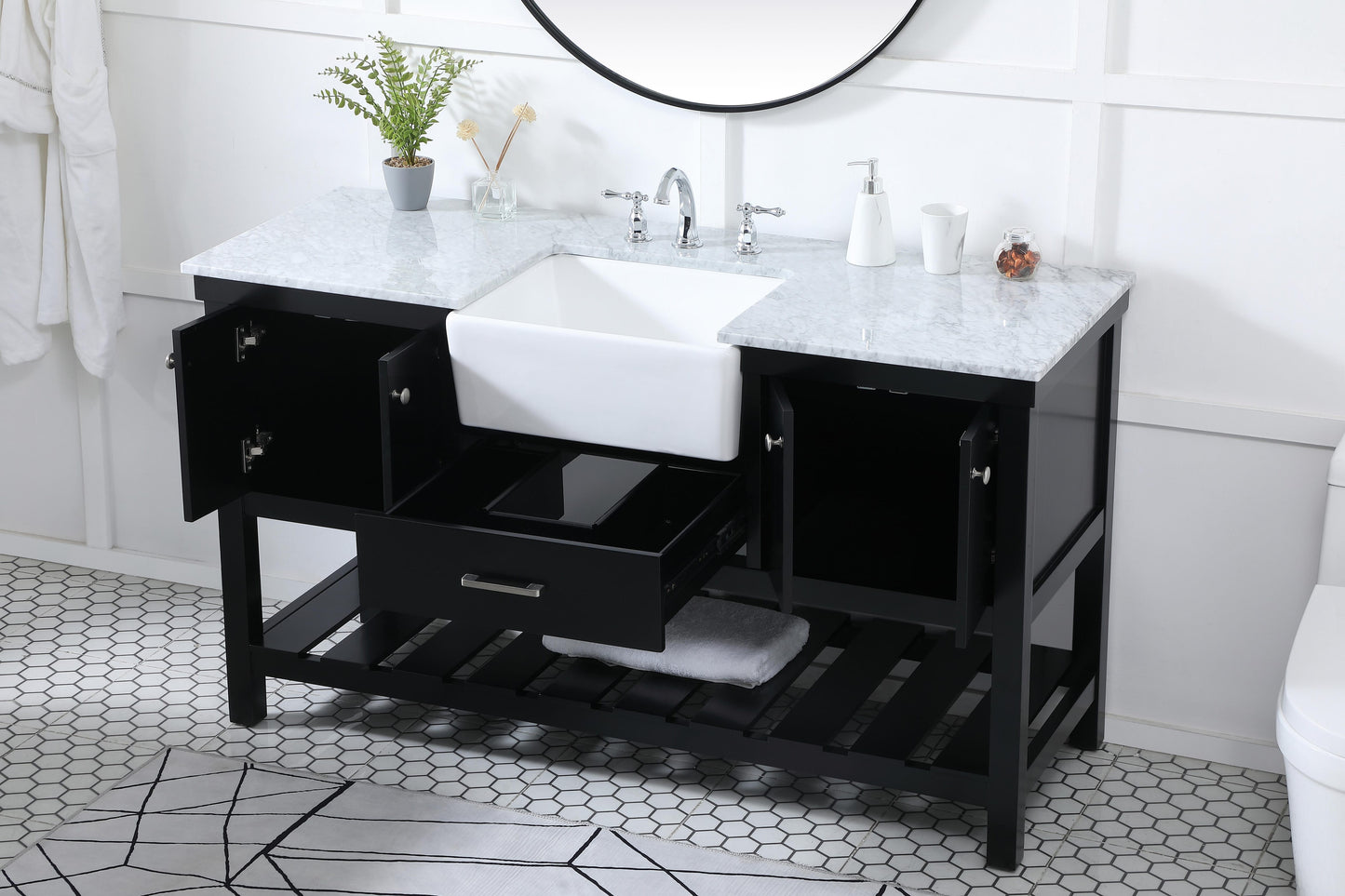 60 inch Single Bathroom Vanity in Black