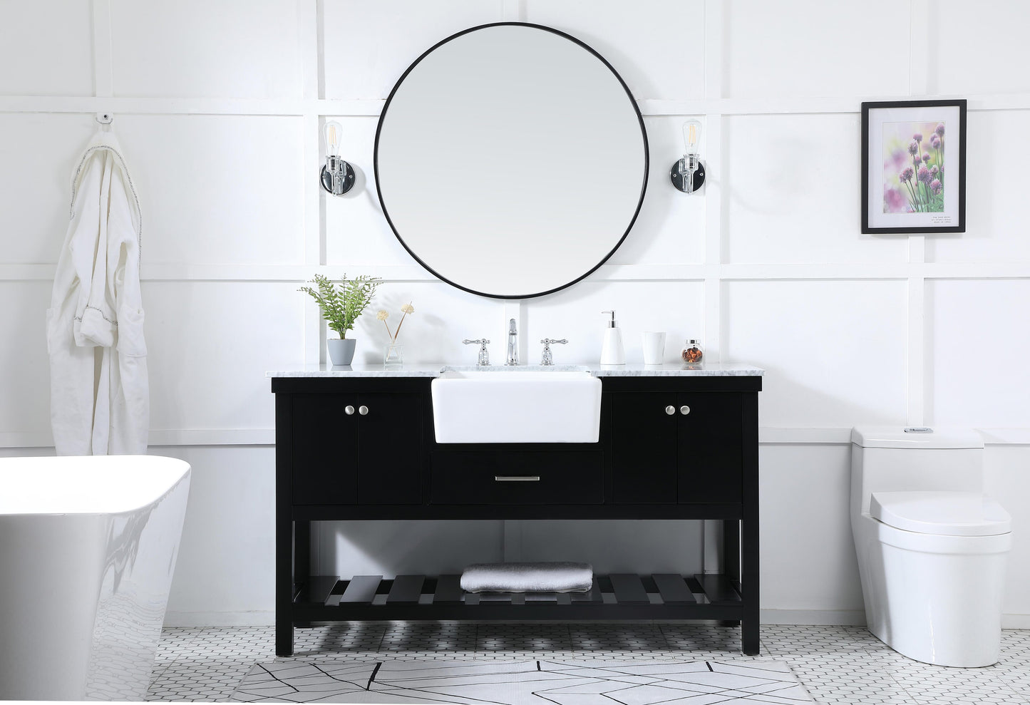 60 inch Single Bathroom Vanity in Black