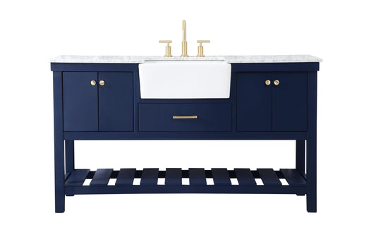 60 inch Single Bathroom Vanity in Blue