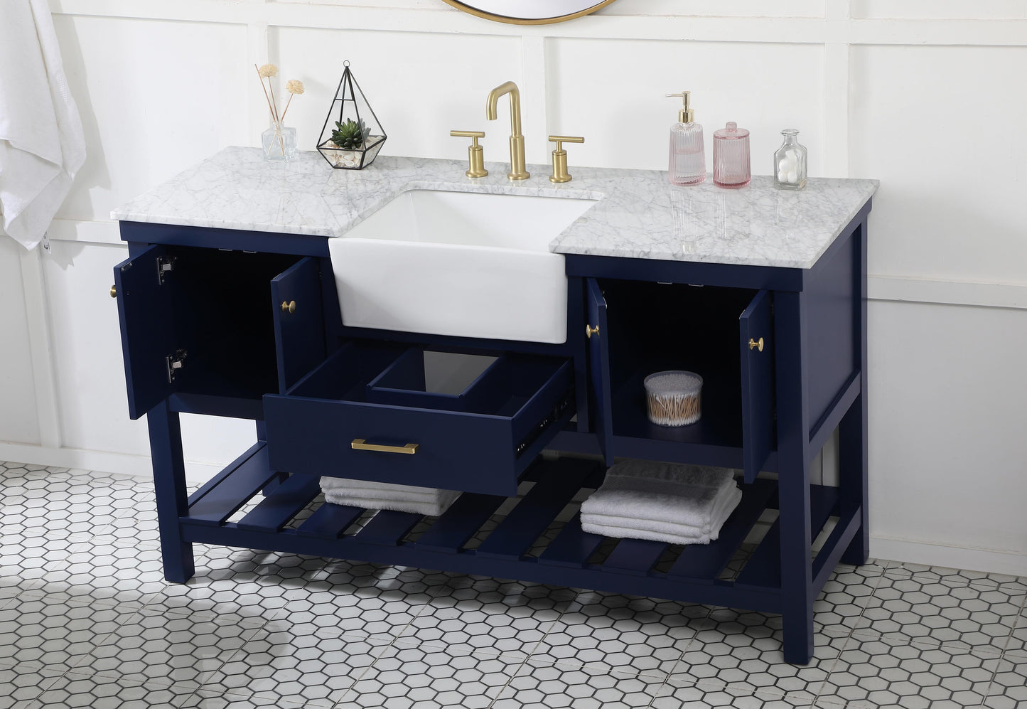 60 inch Single Bathroom Vanity in Blue