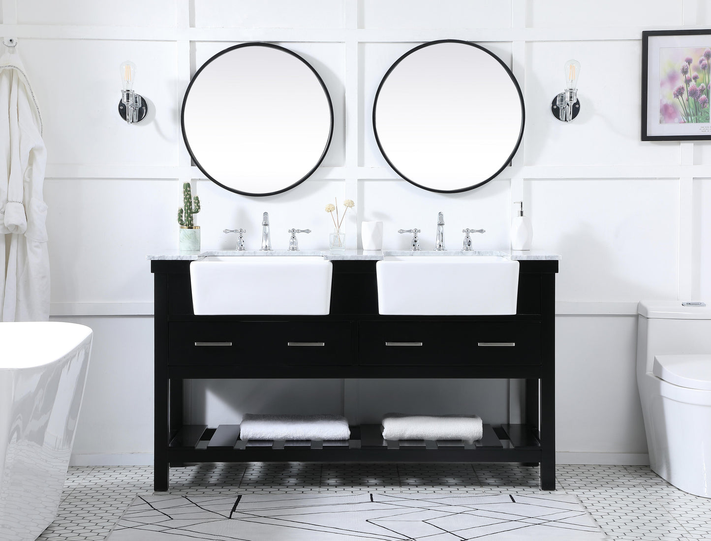 60 inch Double Bathroom Vanity in Black - BC450D6034BK