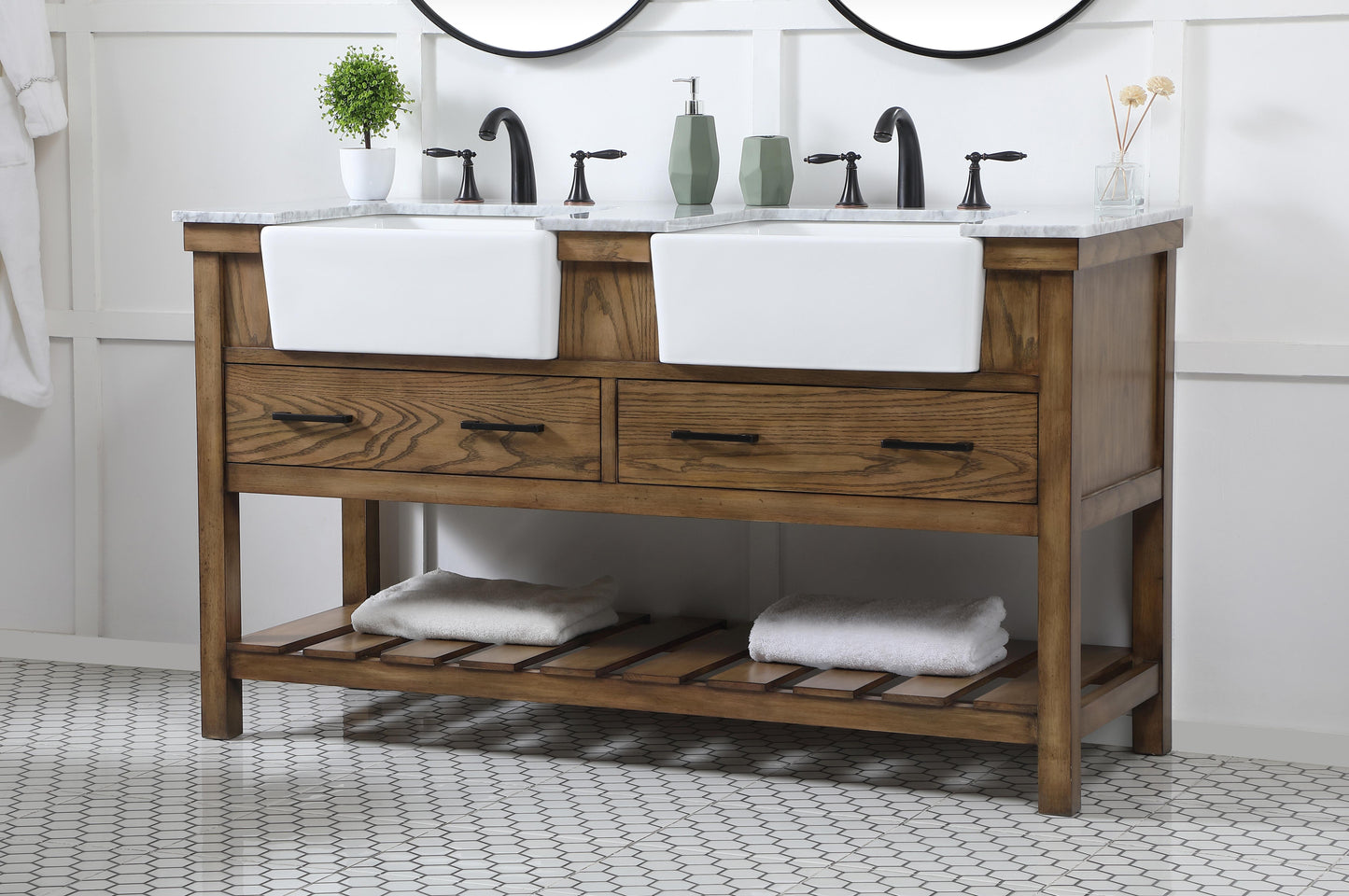 60 inch Double Bathroom Vanity in Driftwood - BC450D6034DW