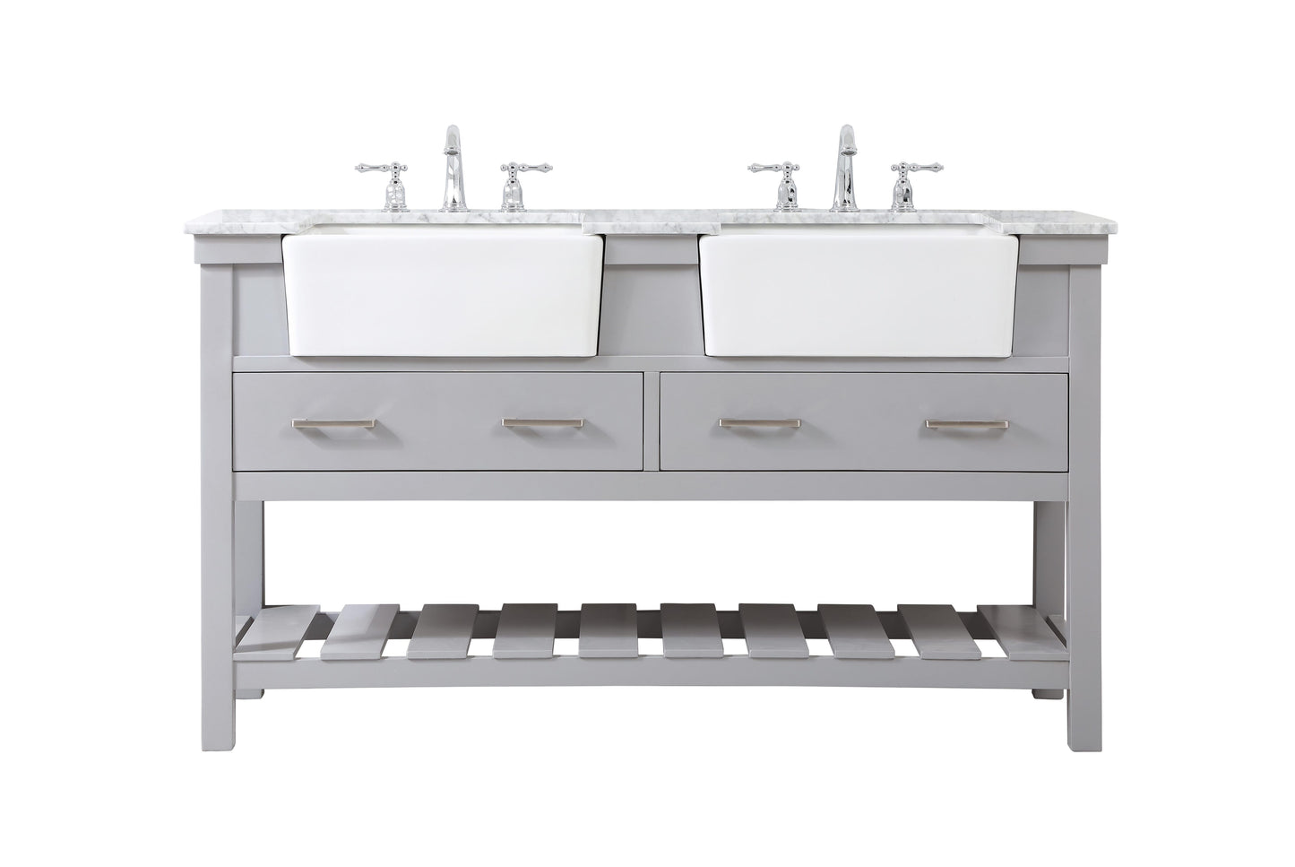 60 inch Double Bathroom Vanity in Grey