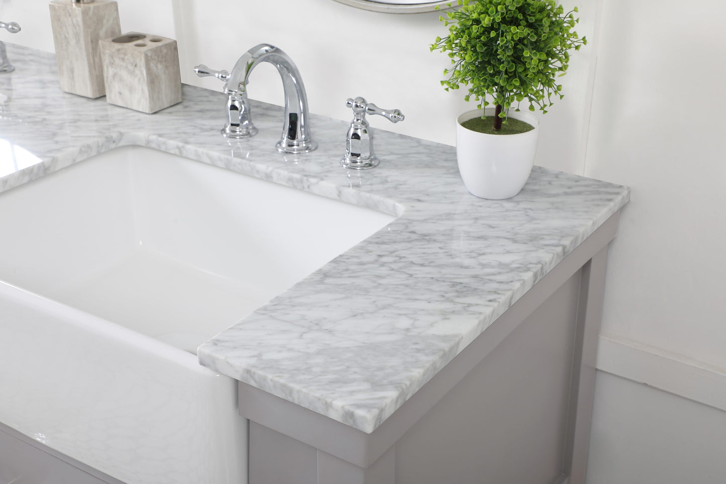 60 inch Double Bathroom Vanity in Grey