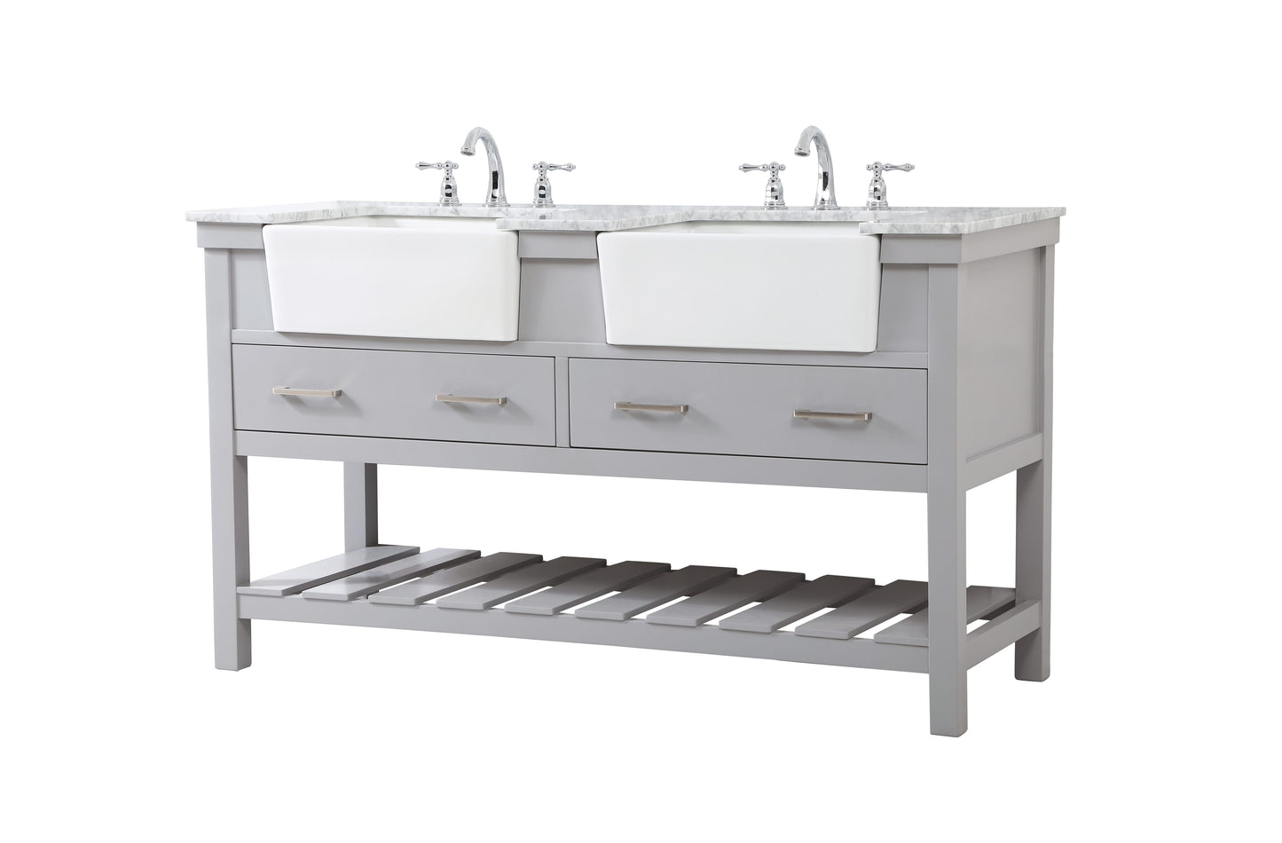 60 inch Double Bathroom Vanity in Grey