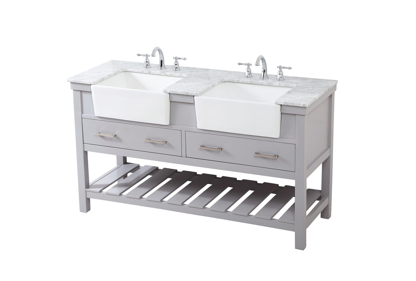 60 inch Double Bathroom Vanity in Grey