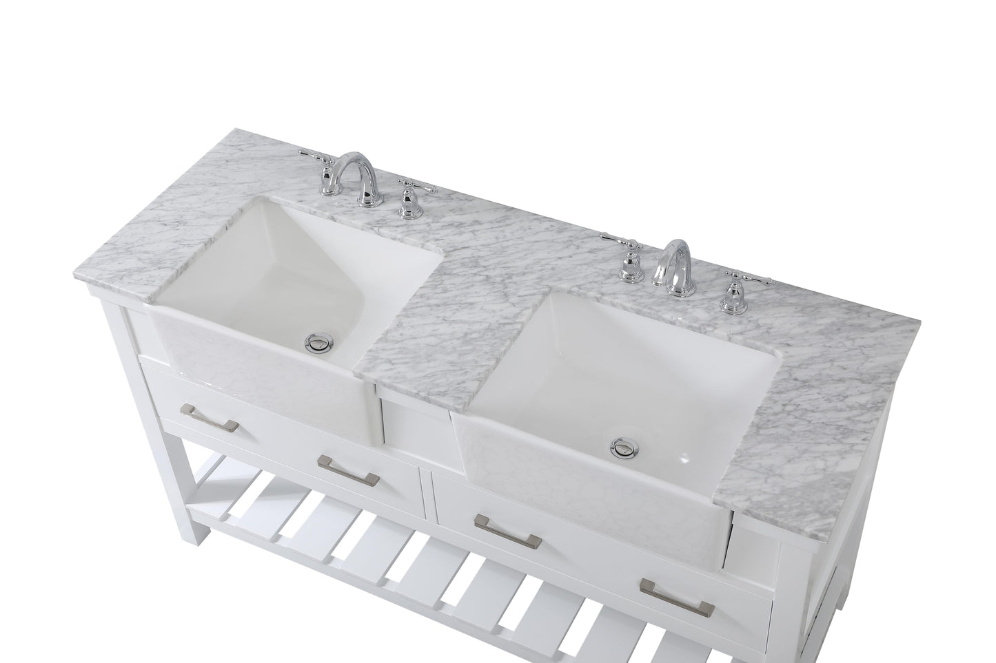 60 inch Double Bathroom Vanity in White