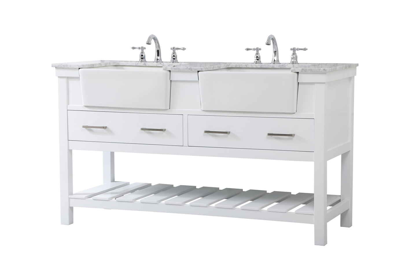 60 inch Double Bathroom Vanity in White