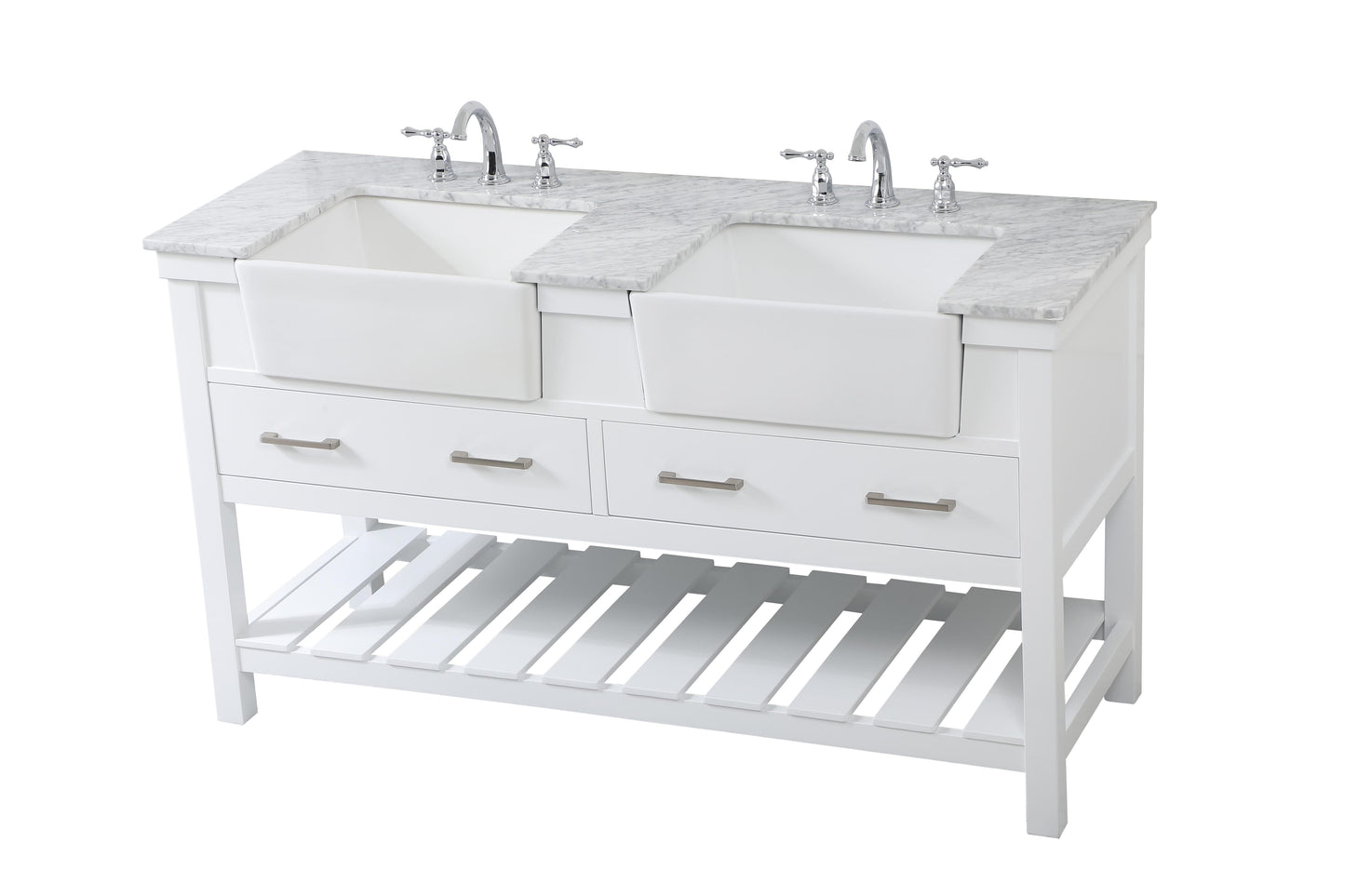 60 inch Double Bathroom Vanity in White