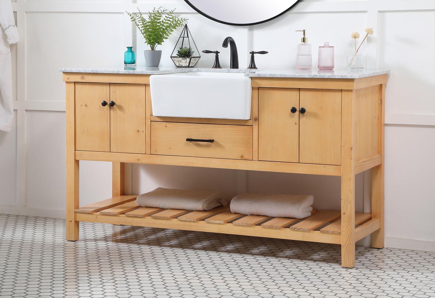 60 inch Single Bathroom Vanity in Natural Wood - BC4506034NW