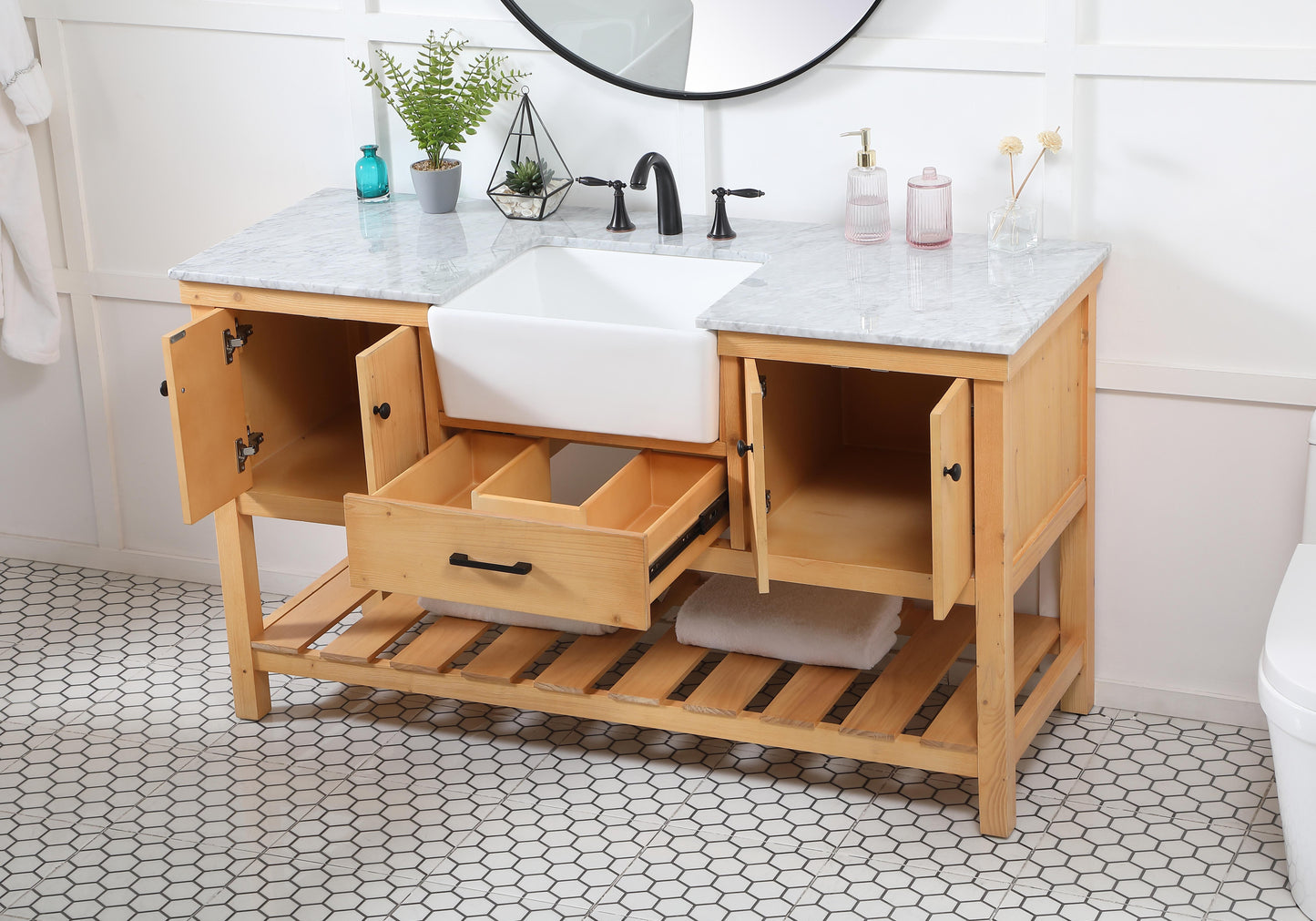 60 inch Single Bathroom Vanity in Natural Wood - BC4506034NW