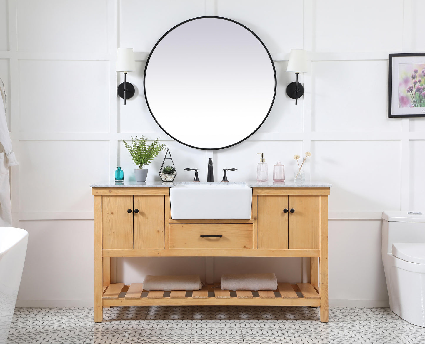 60 inch Single Bathroom Vanity in Natural Wood - BC4506034NW