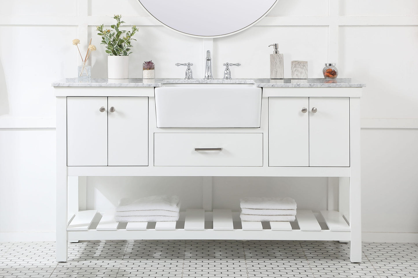 60 inch Single Bathroom Vanity in White