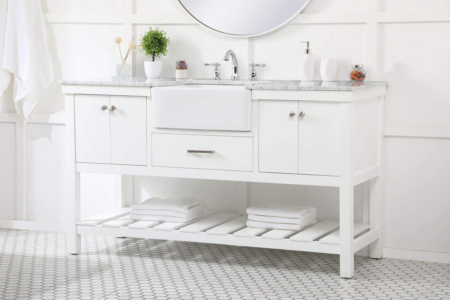 60 inch Single Bathroom Vanity in White