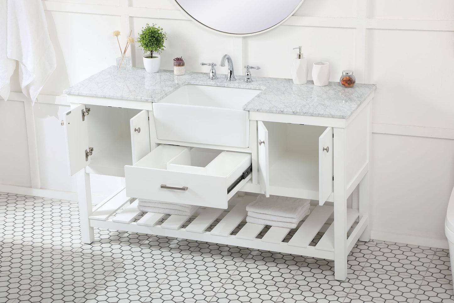 60 inch Single Bathroom Vanity in White