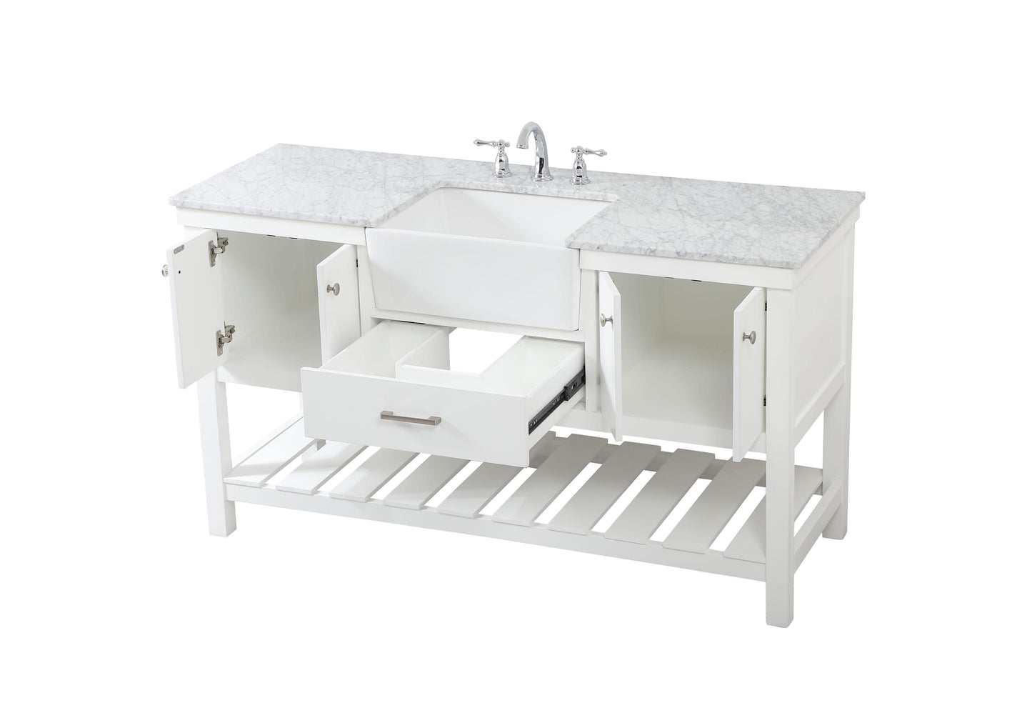 60 inch Single Bathroom Vanity in White