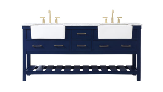 72 inch Double Bathroom Vanity in Blue