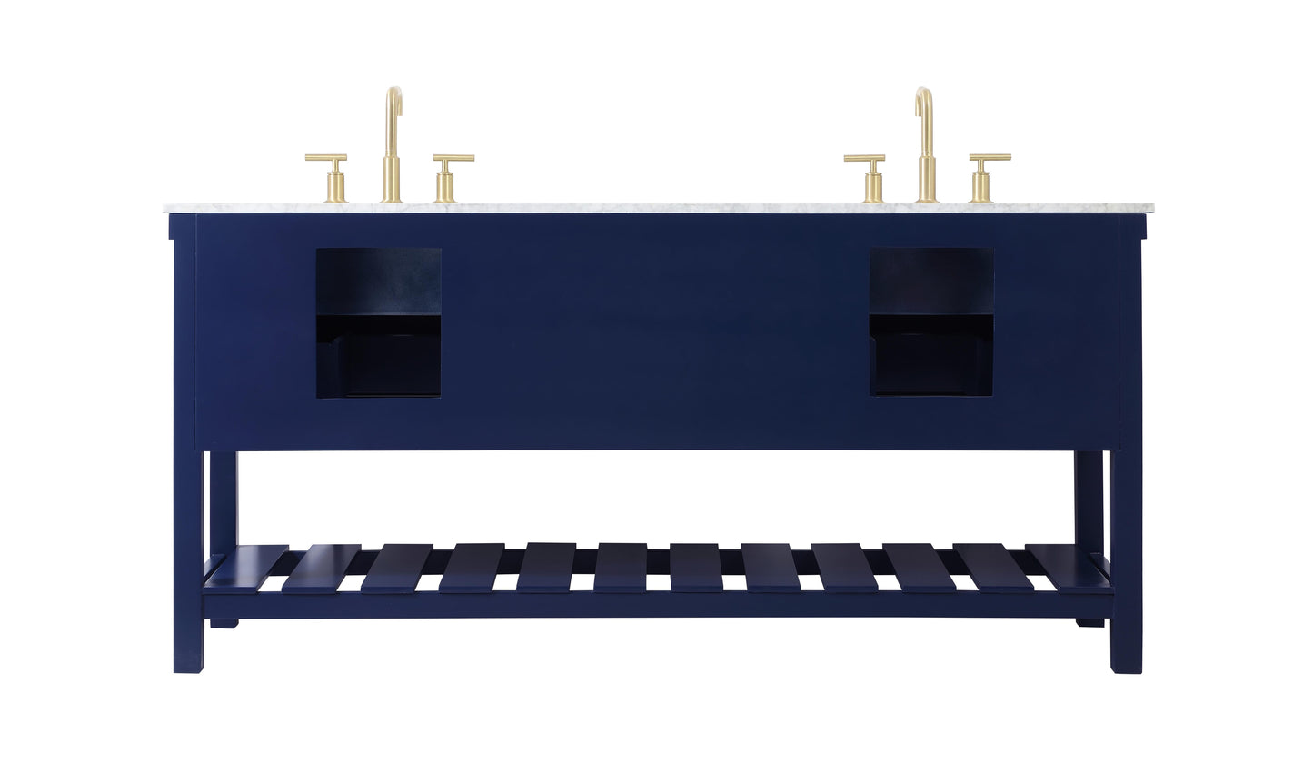 72 inch Double Bathroom Vanity in Blue