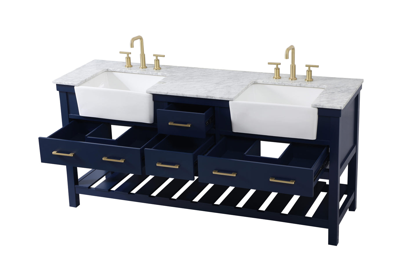 72 inch Double Bathroom Vanity in Blue