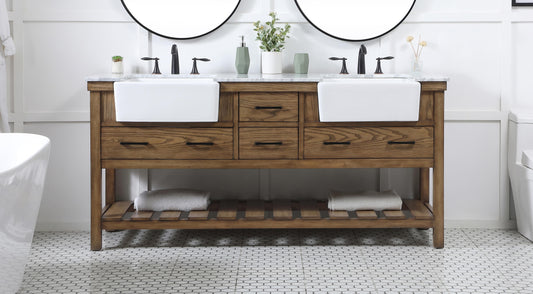 72 inch Double Bathroom Vanity in Driftwood - BC450D7234DW